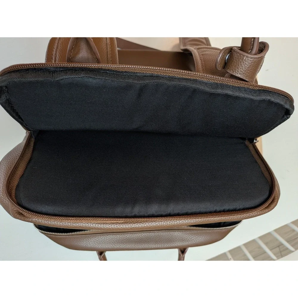 Bugatti BKP2466BU Brown Vegan Leather Laptop Backpack Travel Work Bag